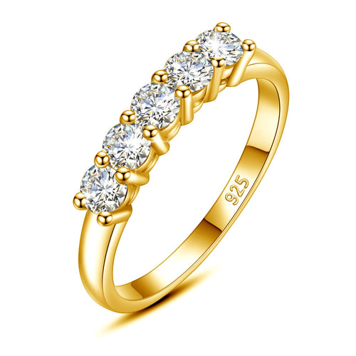 Elegant Diamond Ring 1.0 Ct.TW Round Brilliant in S-925 Gold Options