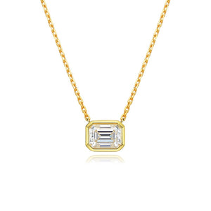 2.0 Ct.TW Emerald Brilliant VVS Diamond Necklace in 18K Gold Options