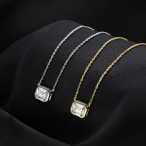 2.0 Ct.TW Emerald Brilliant VVS Diamond Necklace in 18K Gold Options