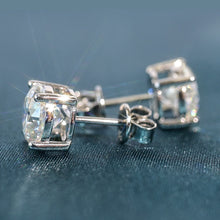 Load image into Gallery viewer, Round Brilliant 0.6–6.0 Ct.TW Diamond Stud Earrings in White Gold