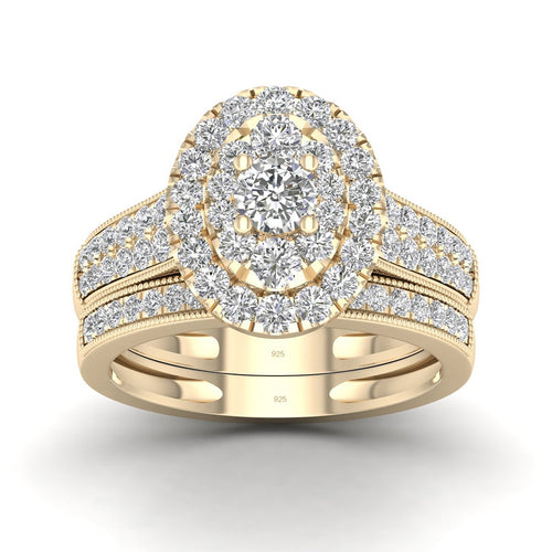 Lab-Created Oval Simulation Diamond Ring in 14K White or Yellow Gold