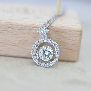 White Gold Diamond Necklace 0.5 Ct - 1.0 Ct Round Brilliant in S-925