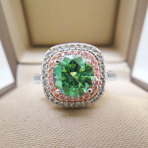 1.0 Ct.TW Round Brilliant Multi-Colored VVS Halo Diamond Cocktail Ring