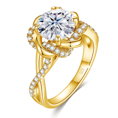 3.0 Ct Round Brilliant in 925 Sterling Silver Diamond Ring, Prong Set
