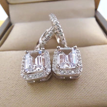 Load image into Gallery viewer, 2.0 Ct. Emerald Brilliant VVS Diamond Drop Earrings in White Gold