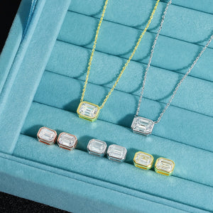 2.0 Ct.TW Emerald Brilliant VVS Diamond Necklace in 18K Gold Options