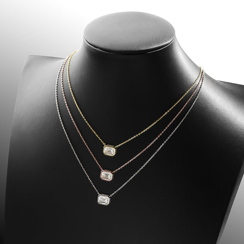 2.0 Ct.TW Emerald Brilliant VVS Diamond Necklace in 18K Gold Options