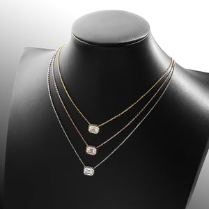 2.0 Ct.TW Emerald Brilliant VVS Diamond Necklace in 18K Gold Options