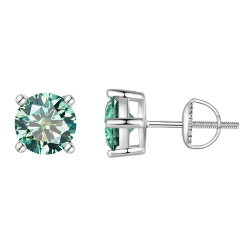 Diamond Stud Earrings in Round Brilliant, D/Green, 1.0 Ct.TW | 2.0 Ct.TW