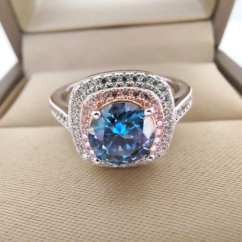 1.0 Ct.TW Round Brilliant Multi-Colored VVS Halo Diamond Cocktail Ring
