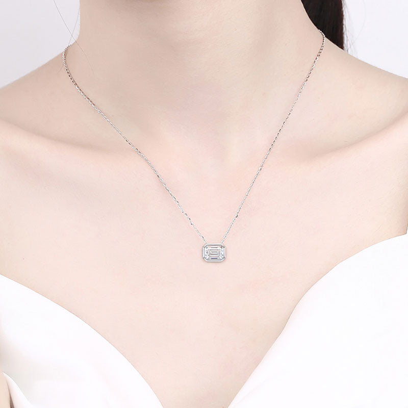 2.0 Ct.TW Emerald Brilliant VVS Diamond Necklace in 18K Gold Options