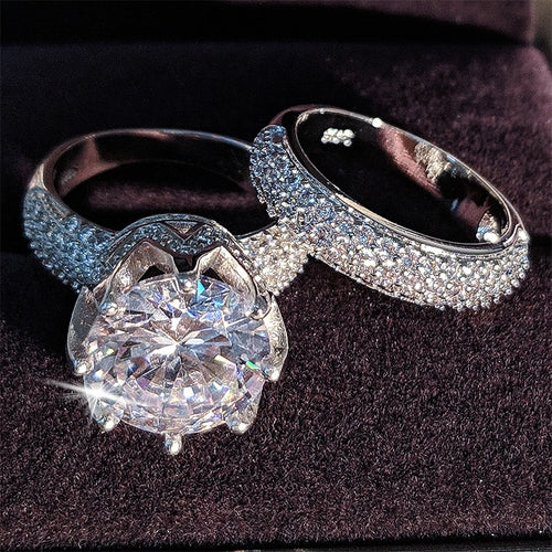 Luxurious 4.91 Ct.TW Round Semi-Precious Gems High Carbon Diamond Rings