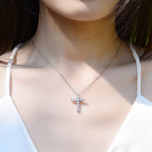 Load image into Gallery viewer, 11 Round Brilliant 1.2 Ct.TW Cross Diamond Necklace in Gold Options