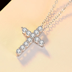 11 Round Brilliant 1.2 Ct.TW Cross Diamond Necklace in Gold Options