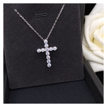 Load image into Gallery viewer, 11 Round Brilliant 1.2 Ct.TW Cross Diamond Necklace in Gold Options