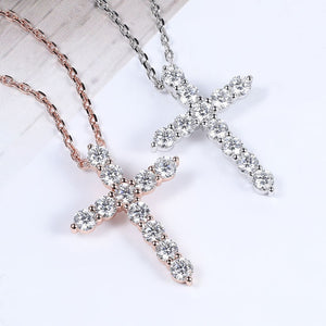11 Round Brilliant 1.2 Ct.TW Cross Diamond Necklace in Gold Options