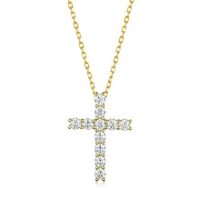 Load image into Gallery viewer, 11 Round Brilliant 1.2 Ct.TW Cross Diamond Necklace in Gold Options