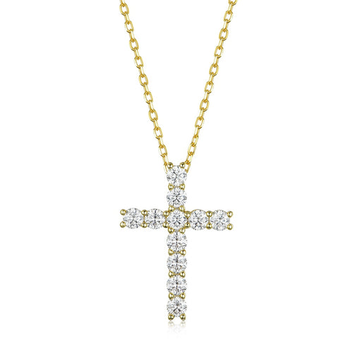 11 Round Brilliant 1.2 Ct.TW Cross Diamond Necklace in Gold Options