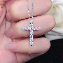 Load image into Gallery viewer, 11 Round Brilliant 1.2 Ct.TW Cross Diamond Necklace in Gold Options