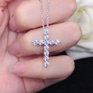 11 Round Brilliant 1.2 Ct.TW Cross Diamond Necklace in Gold Options