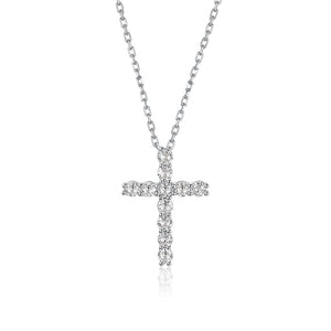 11 Round Brilliant 1.2 Ct.TW Cross Diamond Necklace in Gold Options