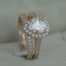 Load image into Gallery viewer, Elegant 1.55 Ct.TW Pear Shaped Micro Paved Natural Gemstone Halo Ring