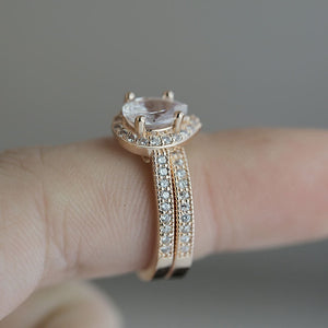 Elegant 1.55 Ct.TW Pear Shaped Micro Paved Natural Gemstone Halo Ring