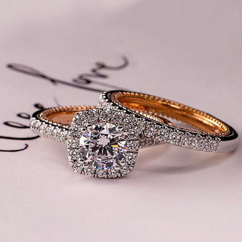 Gorgeous 1.0 Ct.TW Double Round-Shaped Natural Gems Engagement Rings