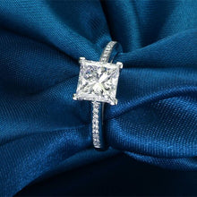 Load image into Gallery viewer, White Gold CZ Princess Cut Natural Gemstone 0.6 Carat Diamond Ring